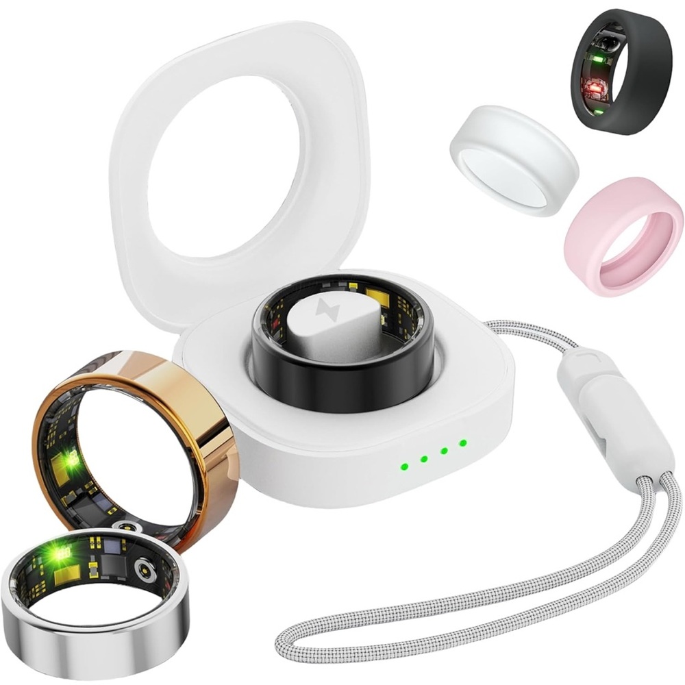 SmartHealth Unisex Smart Ring with Charging Case ~ Silver ~ Size 7 ~ NIB